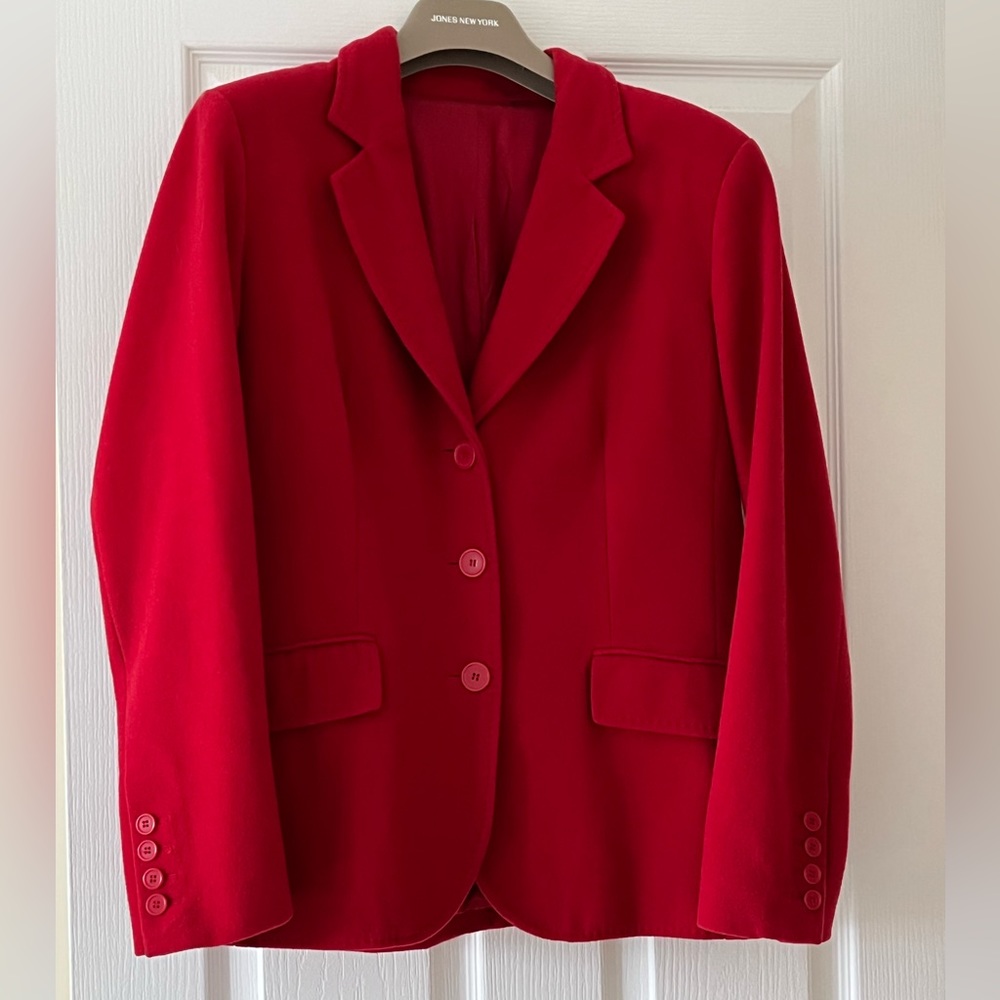 Wool & Cashmere Blend Blazer in Red